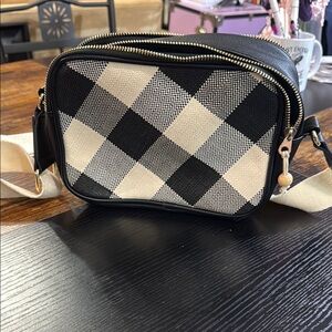 Plaid Black and Cream Crossbody Bag
